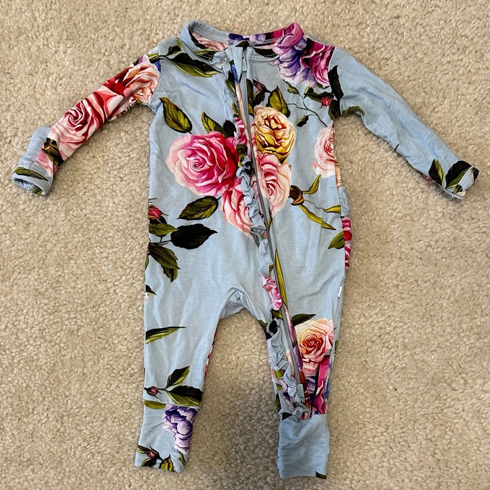Posh Peanut Newborn Country Rose Footless Ruffled Zippered One Piece